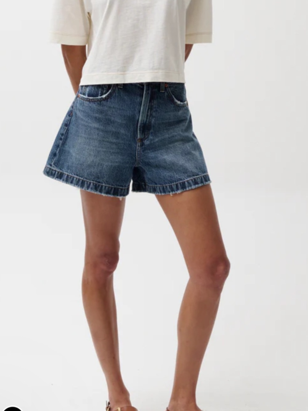 pistola high-Rise A-Line Denim Shorts in wishbone